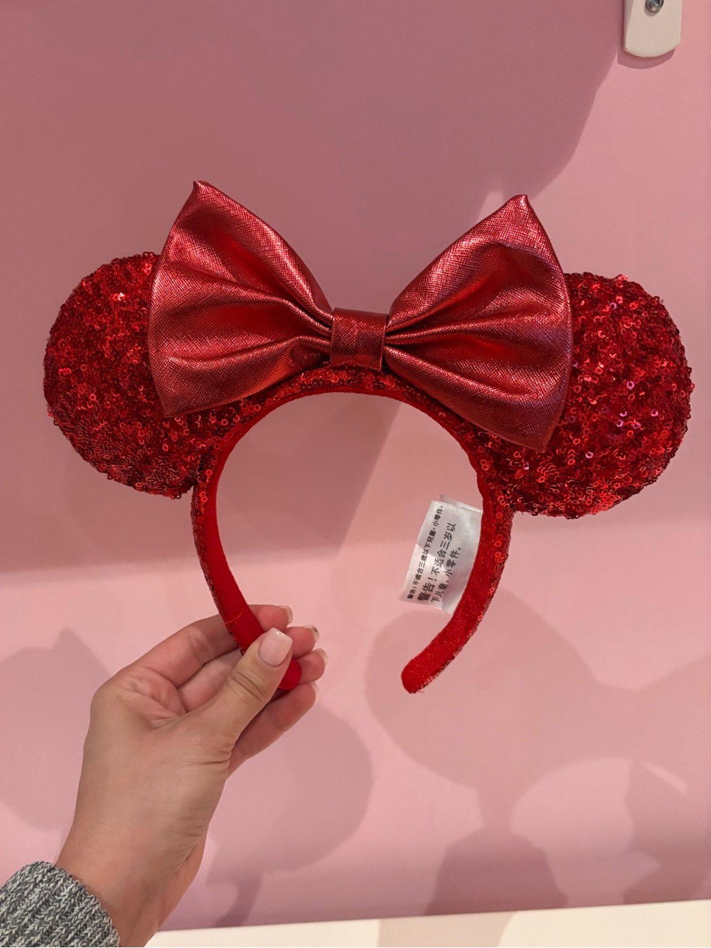 Disney Red Sequin Minnie Mouse Ears Headband with Bow
